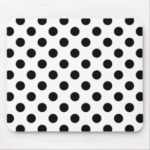 Schwarze Polka Punkte auf weiß Mousepad