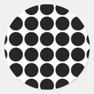 Schwarze Polka Punkte auf Weiß Runder Aufkleber