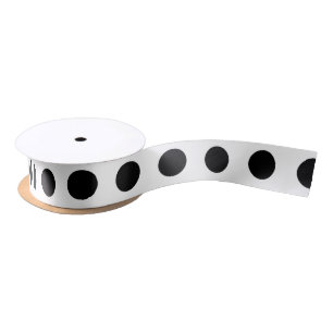 Schwarze Polka Punkte auf weiß Satinband