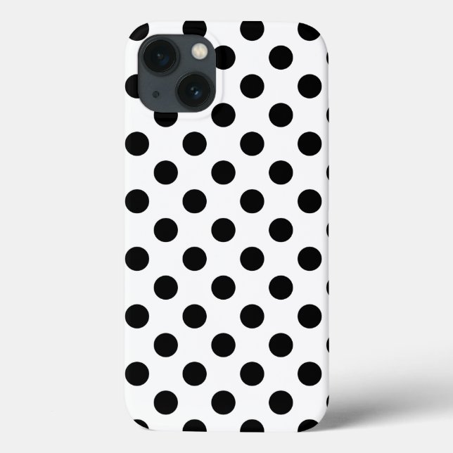 Schwarze Polka Punkte auf weißem Fall Case-Mate iP iPhone Hülle (Rückseite)