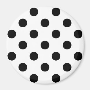 Schwarze Polka Punkte auf weißem Hintergrund Magnet