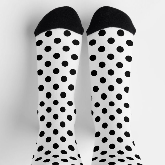 Schwarze Polka Punkte auf weißem Hintergrund Socken (Oben)