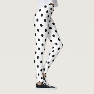 Schwarze Polka-Punkte-Medium auf weiß Leggings