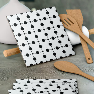 Schwarze Polka-Punkte, Polka-Dot-Muster, Punkte, g Fliese