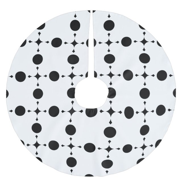 Schwarze Polka-Punkte, Polka-Dot-Muster, Punkte, g Polyester Weihnachtsbaumdecke (Vorderseite)