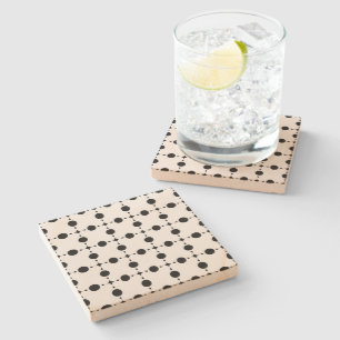 Schwarze Polka-Punkte, Polka-Dot-Muster, Punkte, g Steinuntersetzer