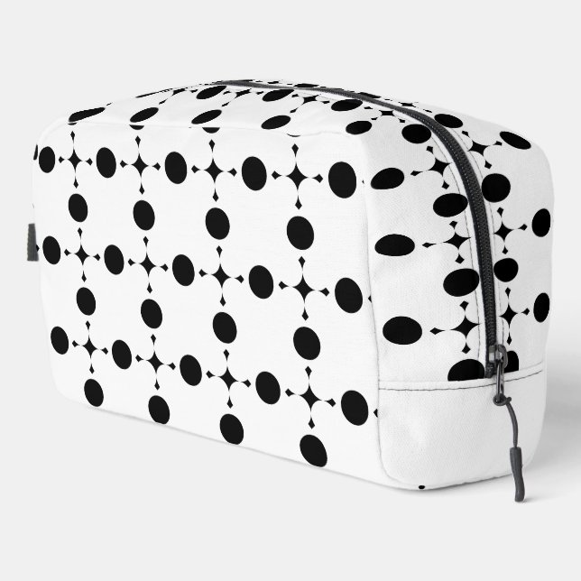 Schwarze Polka-Punkte, Polka-Dot-Muster, Punkte, g Waschbeutel (Rechte Ecke)