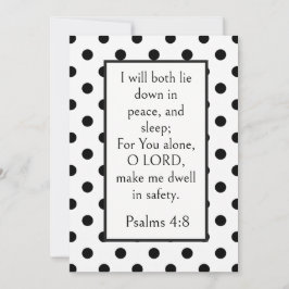 Schwarze Polka-Punkte, Psalm 4:8 Bibelvers, Friedl Karte