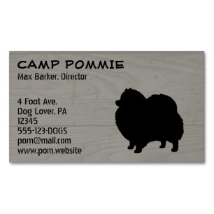 Schwarze Pomeranian-Silhouette Magnetische Visitenkarte
