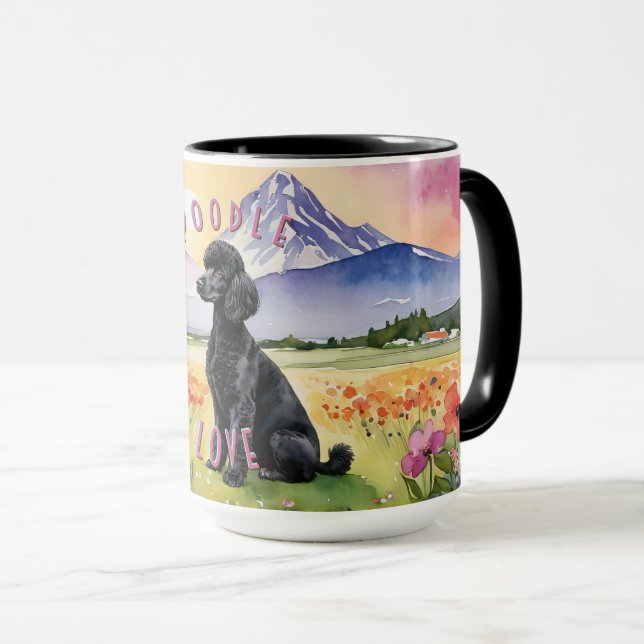 Schwarze Poodle-Tasse, individuell anpassbarer Son Tasse (VorderseiteRechts)