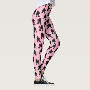 Schwarze Poodles und Bows Muster Pink Leggings