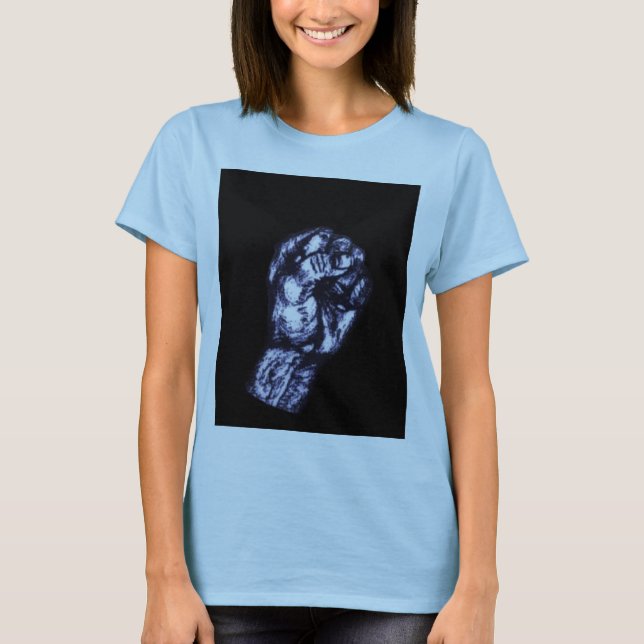 Schwarze Power-Faust T-Shirt (Vorderseite)