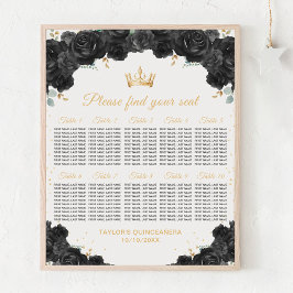 Schwarze Prinzessin Quinceañera 10 Tabelle Seating Poster