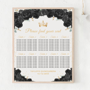Schwarze Prinzessin Quinceañera 10-Tisch-Sitzordnu Poster