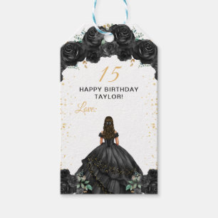 Schwarze Prinzessin Quinceañera Alles Gute zum Geb Geschenkanhänger