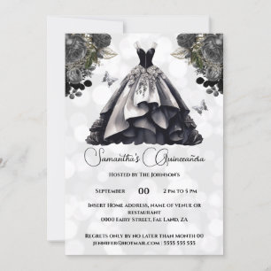 Schwarze Prinzessin Quinceañera Fantasy Ballgow Ro Einladung
