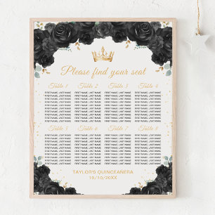 Schwarze Prinzessin Quinceañera Sitzordnung für 8 Poster