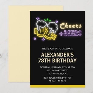 Schwarze Prost-Bier-Getränke 78. Geburtstagseinlad Einladung