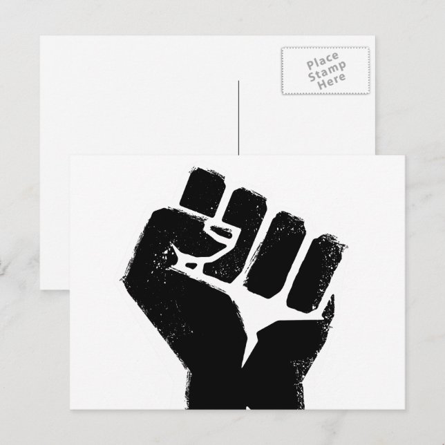 Schwarze Protestfaust Postkarte (Vorne/Hinten)