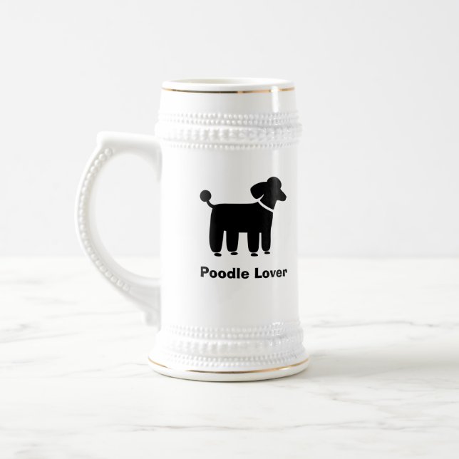 Schwarze Pudel-Hundegraphik mit kundenspezifischem Bierglas (Links)