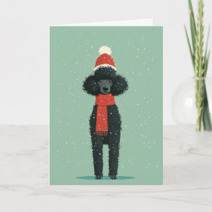 Schwarze Pudel-Weihnachtsgrüße Karte