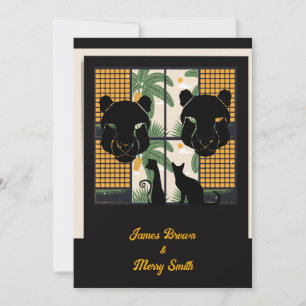 Schwarze Puma Maske Hauskatze Liebe Hochzeit Einladung