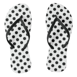 Schwarze Punkte auf Weiß Flip Flops
