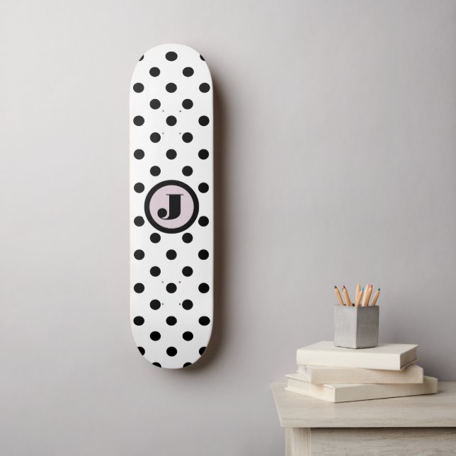 Schwarze Punkte benutzerdefinierte Monogramm Skateboard (Wandkunst)
