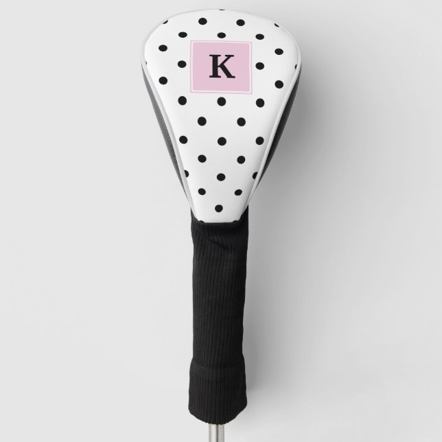 Schwarze Punkte-Monogramm Golf Headcover (Vorderseite)