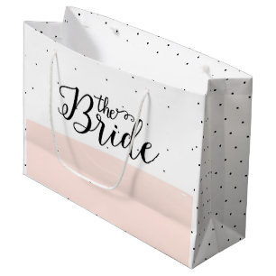 Schwarze Punkte Muster rosa Streifen Große Geschenktüte