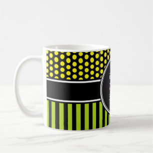Schwarze Punkte & Streifen Gitter + Ihr Backgr. & Tasse
