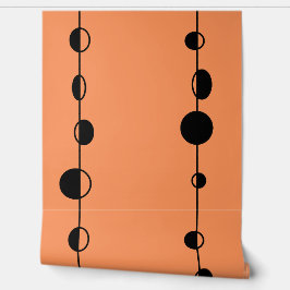 Schwarze Punkte und senkrechte Linien auf Orange Tapete