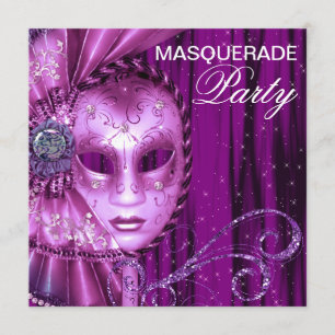 Schwarze Purpur-Maskenparty Einladung