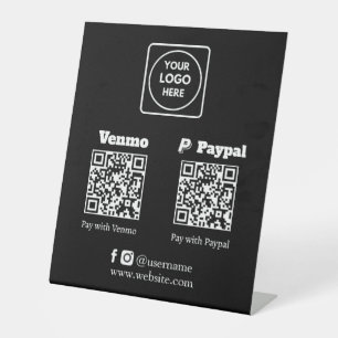 Schwarze QR-Code-Zahlung Venmo PayPal Benutzerde Sockelschild