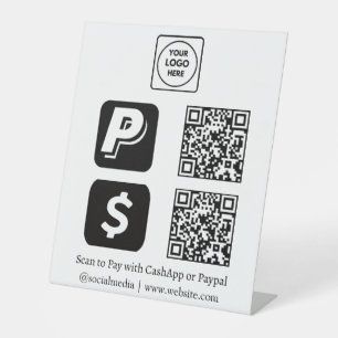 Schwarze QR-Zahlung CashApp PayPal Scanne zur Za Sockelschild
