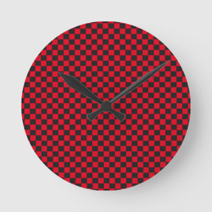 Schwarze Quadrate Rote Marienkäfer Farben Käfer Runde Wanduhr