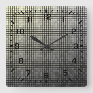 Schwarze Quadratzahlen / Falsche Metallquadrate Quadratische Wanduhr