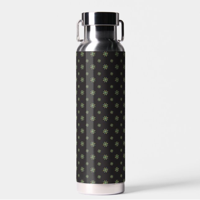 Schwarze Quilt Star isolierte Wasserflasche Trinkflasche (Vorne)