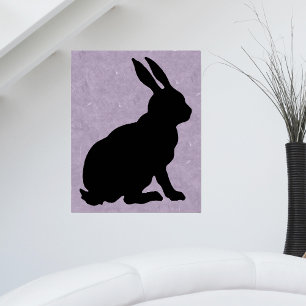 Schwarze Rabbit Silhouette Lila Ohren Poster