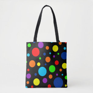 Schwarze Rainbow-Spots Tote-Beutel