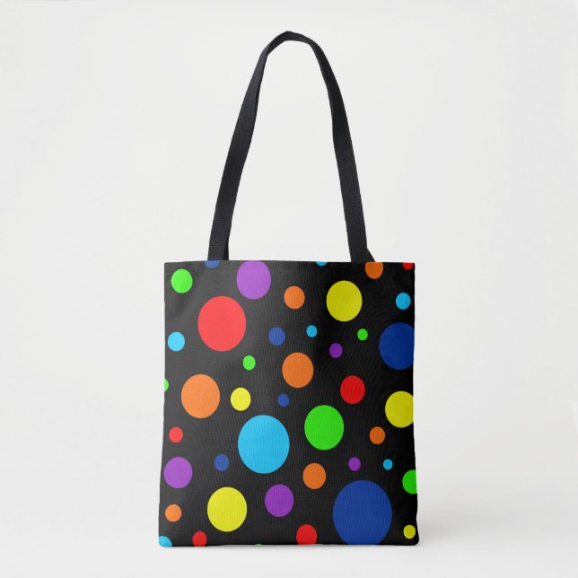 Schwarze Rainbow-Spots Tote-Beutel (Vorderseite)
