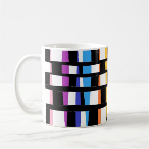 Schwarze Ränder, bunte, klobige, geflochtene Kunst Kaffeetasse