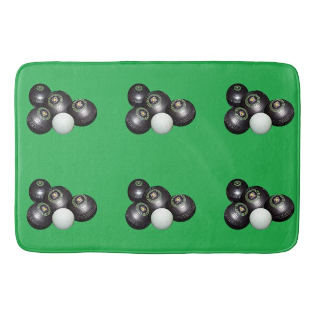 Schwarze Rasenbowle auf Grün, Badematte (Vorderseite)