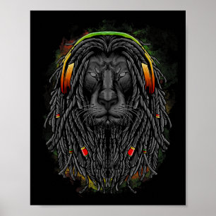 Schwarze Rasta Lion mit Dreads - Zeigen Sie Ihren  Poster