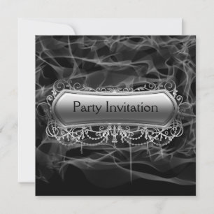 Schwarze Rauchsilber-Party-Einladung Einladung
