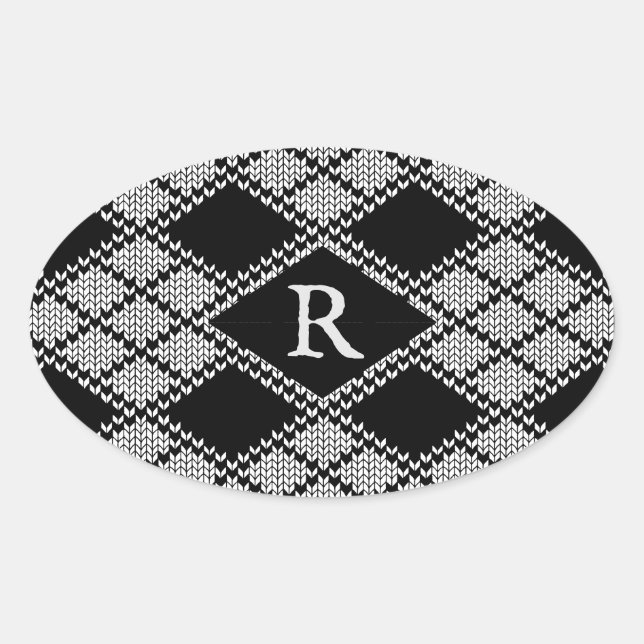 SCHWARZE RAUTE STRICK Oval Stickers + Ursprünglich (Vorderseite)