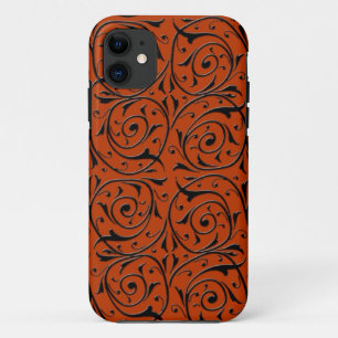 Schwarze Reben auf Kupfer-Orange wirbeln Case-Mate iPhone Hülle