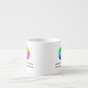 Schwarze rechteckige Werbetasse mit Firmenlogo Espressotasse