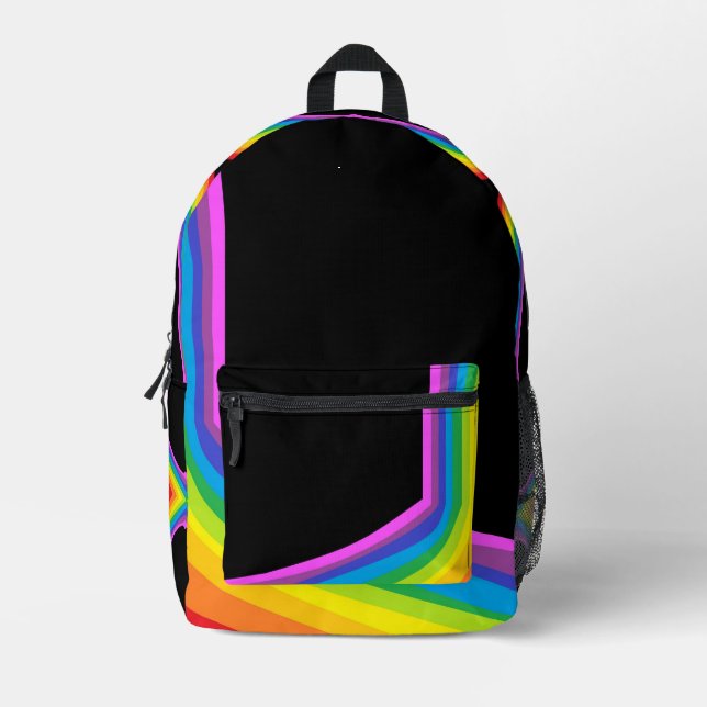 Schwarze Regenbogen-Druck-Rucksack Bunte Tasche (Vorderseite)