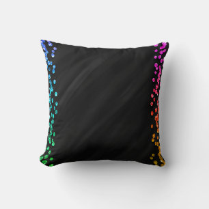 Schwarze Regenbogen-Konfetti-Punkte Kissen